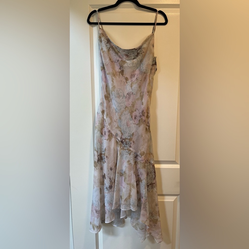 WAYF Cowl Neck Handkerchief Hem Asymmetrical Slipdress, Women’s S